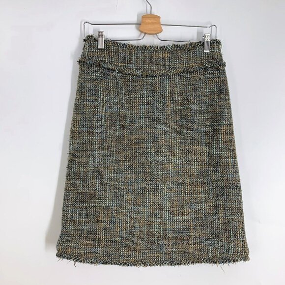 Karen Millen Women's Tweed Rear Zip Raw‎ Edge Hem Mini Skirt Size 6 - Picture 1 of 10